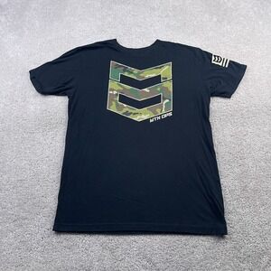 MTN OPS Shirt Mens Medium Camo‎ Logo Black Short Sleeve Military Style Workout